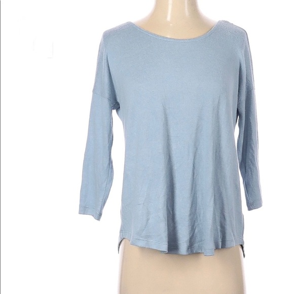 NWT Bobeau Dusty Blue Crisscross Back 3/4 Sleeve Knit Pullover Sweater Size M - Picture 3 of 3